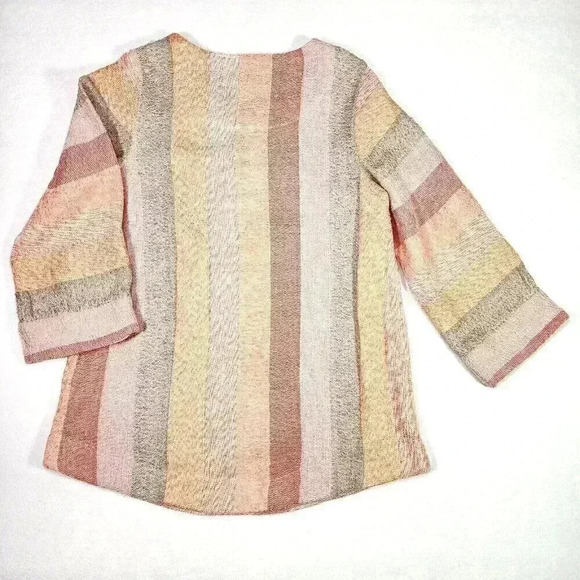 Soft Surrondings Women's Meca Tunic XS Pockets Coral/Lavender Stripes Tassel Zip - Picture 7 of 14